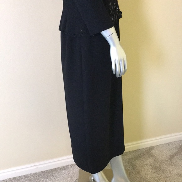 Donna Morgan Floral Beaded Formal Midi Dress 3/4 Sleeves - Picture 14 of 16